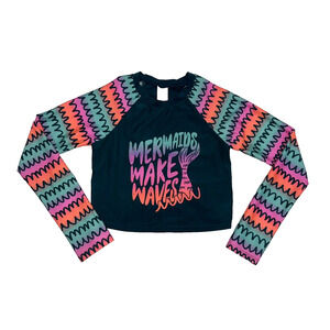 Cat and Jack Girls Multicolor‎ Rash Guard Size Large 10/12 Mermaid Make Waves